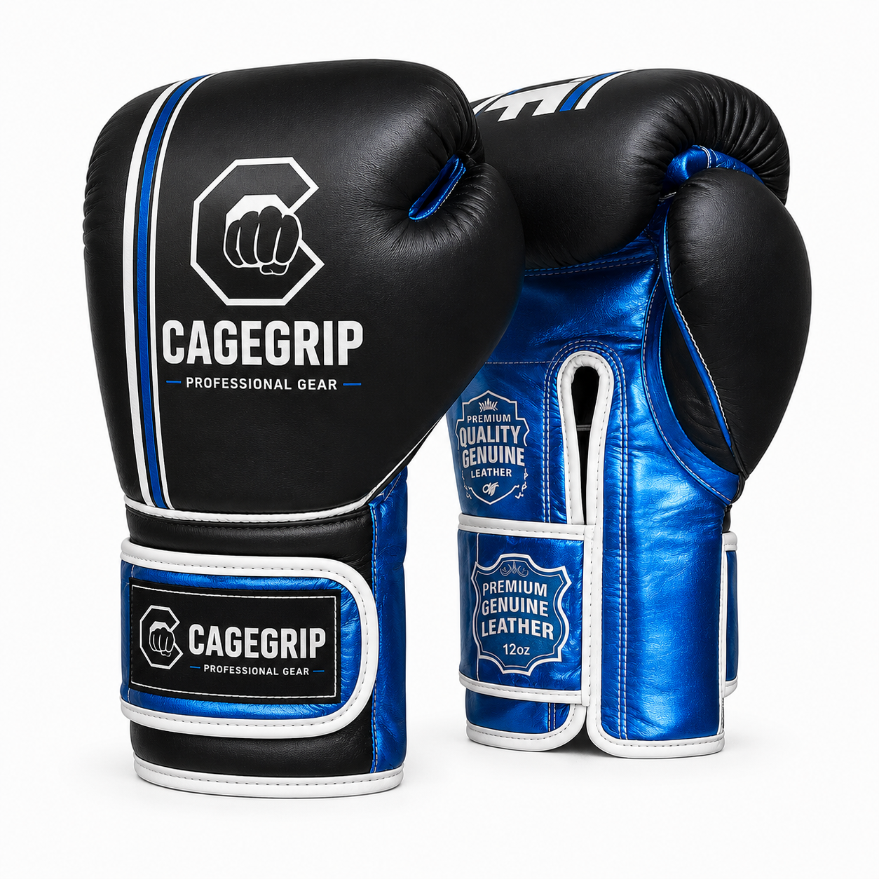 CageGrip StormStrike Boxing Gloves – Black & Blue