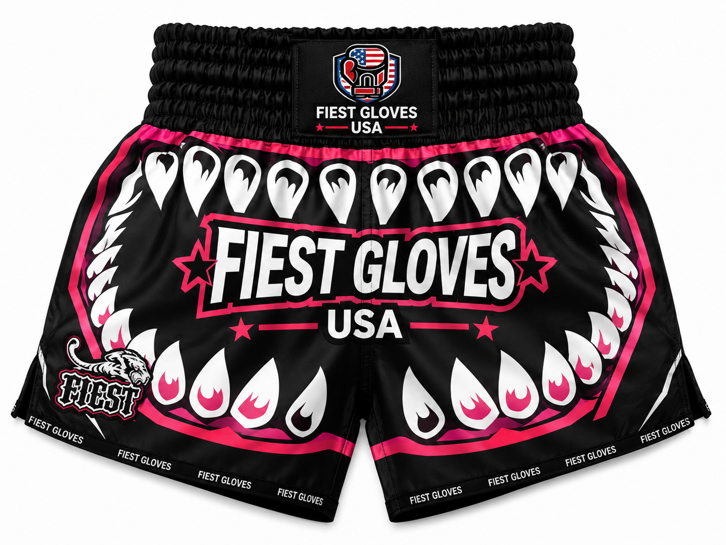 Fiest Gloves USA Shark Strike Performance Muay Thai Shorts – Black/Pink