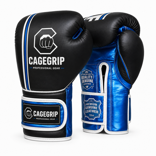 CageGrip StormStrike Boxing Gloves – Black & Blue