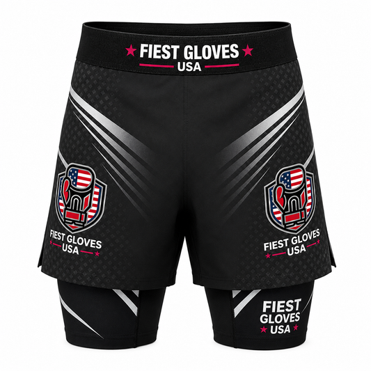 Fiest Gloves USA Dual Performance Muay Thai Shorts – Black/White