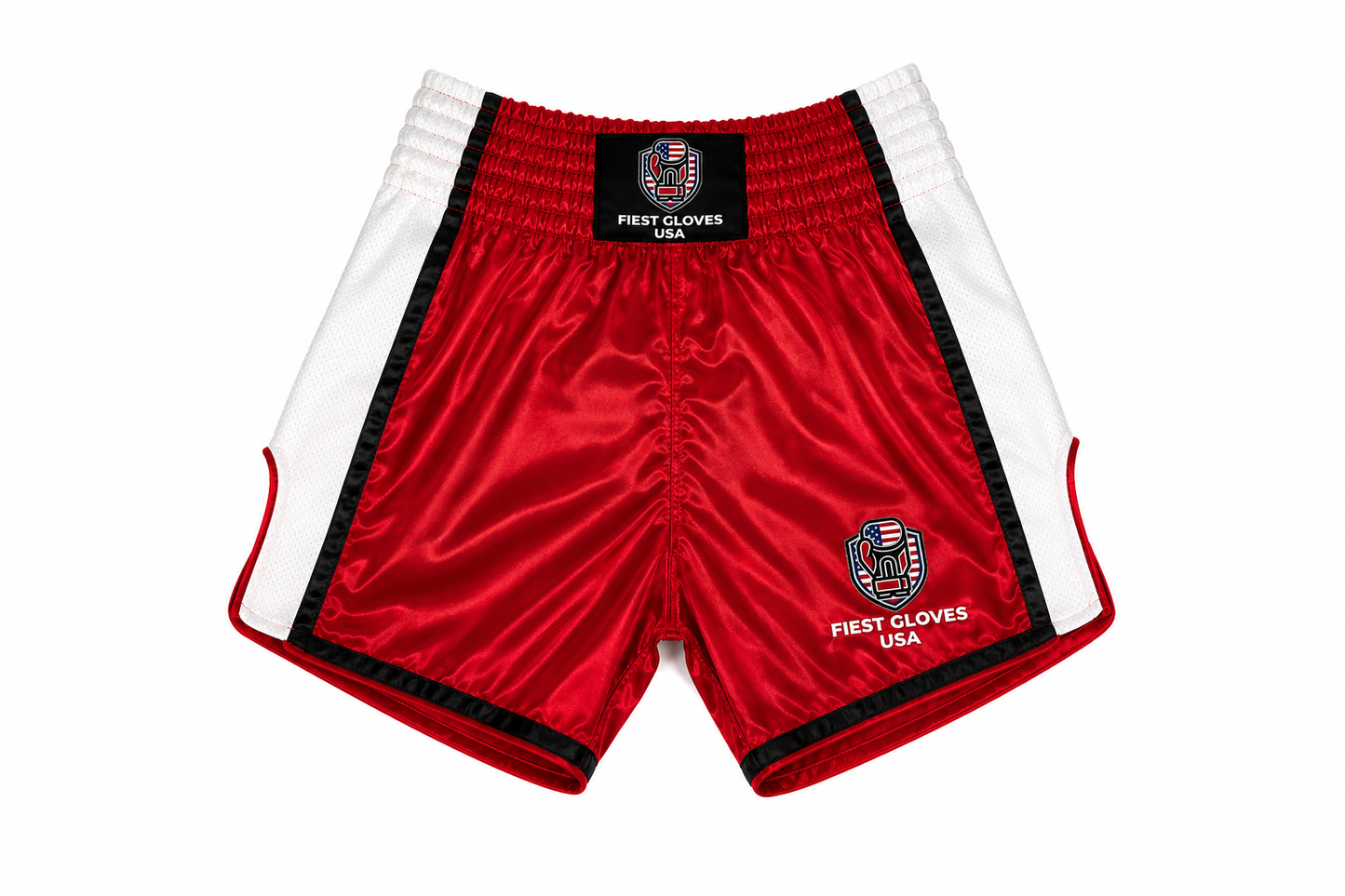 Fiest Gloves USA Elite Slim Fit Muay Thai Shorts – Red/White